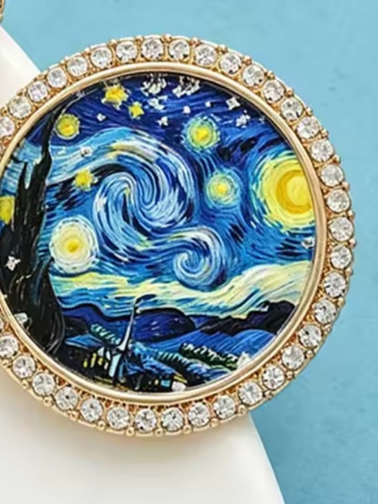 Anthropologie Jewelry - Vincent van Gogh Starry Night Crystal Round Brooch
